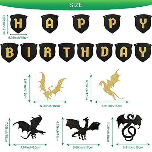 Sumind Dragon Birthday Party Supplies Decorations Set | 33 Pieces Assorted Colors thumbnail 2