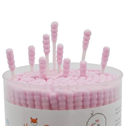 HOMEFOX Pink Cotton Swabs Spiral - 200 Count | Organic Cotton Buds with Paper Stick thumbnail 3