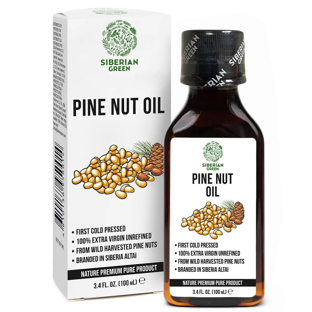 Siberian Green Pine Nut Oil 100ml | Cold Pressed, Raw, Vegan, No-GMO, Siberian Origin