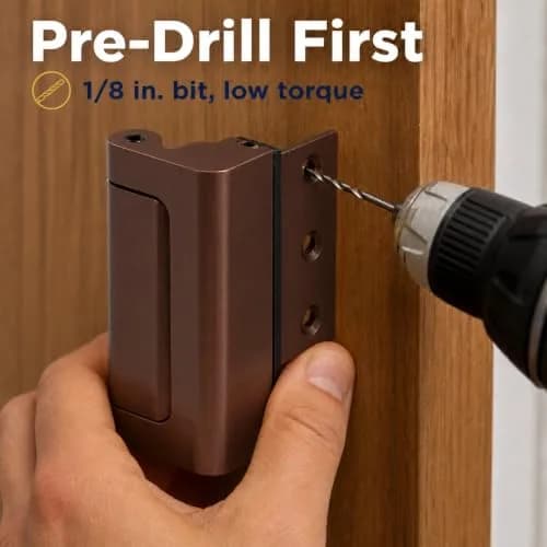 PRIME-LINE U 11441 Door Reinforcement Lock - 3 inch Stop, Aluminum Construction, Red Bronze (Single Pack) thumbnail 7