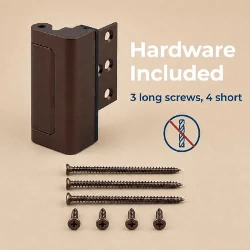 PRIME-LINE U 11441 Door Reinforcement Lock - 3 inch Stop, Aluminum Construction, Red Bronze (Single Pack) thumbnail 8