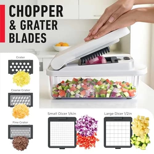 JANSKA Pro Series 10-in-1 Vegetable Chopper & Mandoline Slicer 1.1 kg (2.46 lb) | 8 Stainless Steel Blades for Effortless Meal Prep thumbnail 5