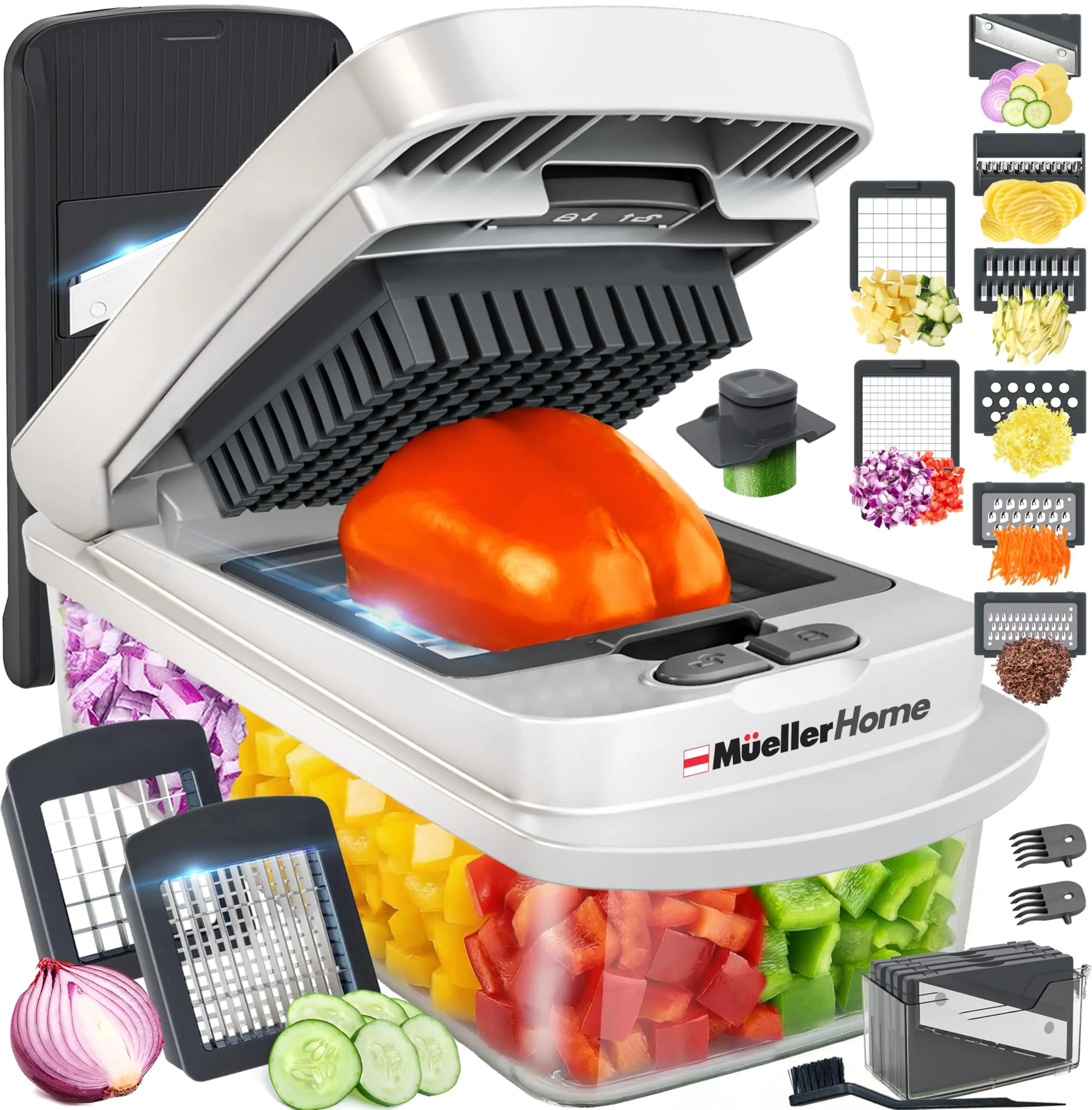 JANSKA Pro Series 10-in-1 Vegetable Chopper & Mandoline Slicer 1.1 kg (2.46 lb) | 8 Stainless Steel Blades for Effortless Meal Prep