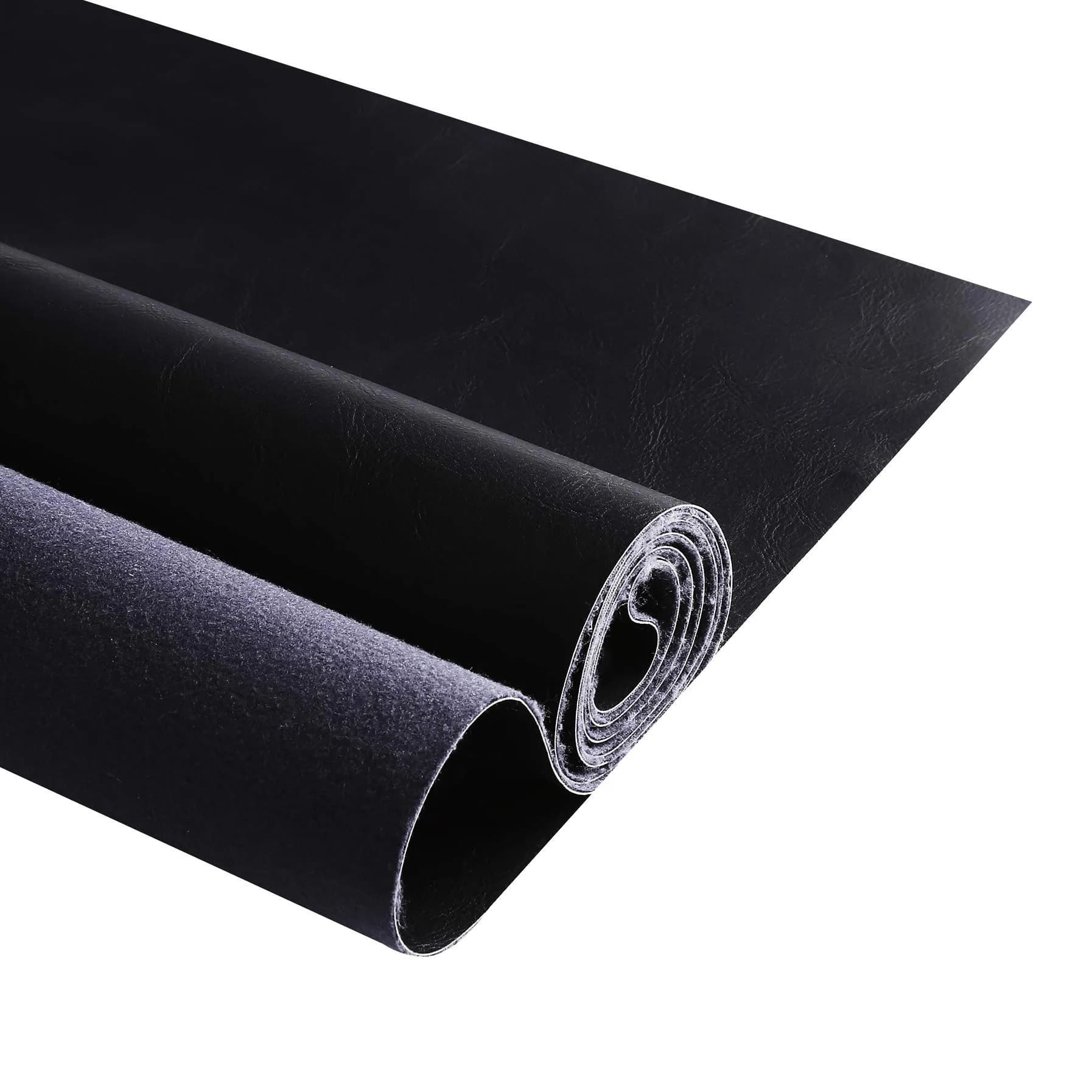 DAFUN Premium Faux Leather Upholstery Fabric 72"x54" (183cm x 137cm) | Waterproof Distressed Bark Black — Black