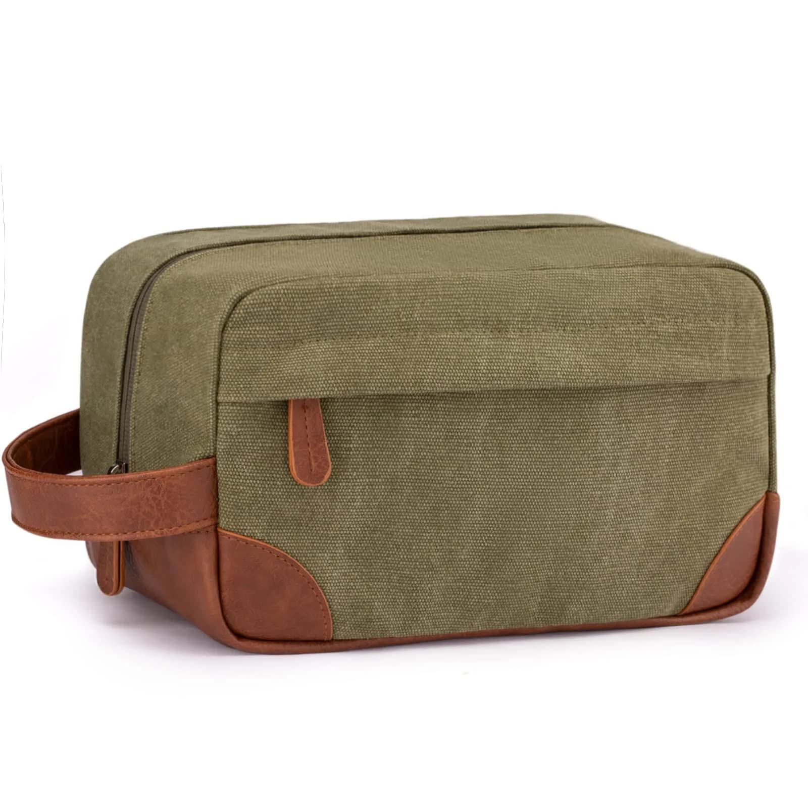 Vorspack Canvas Travel Toiletry Bag for Men, Medium, Green 25.4cm x 12.7cm x 13.97cm (10" x 5" x 5.5") | Water-Resistant Hanging Organizer