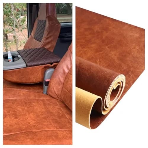 DAFUN Premium Faux Leather Upholstery Fabric 1.2mm Thickness, Brown Pre-Cut 36"x54" | Waterproof Distressed Bark Texture thumbnail 8
