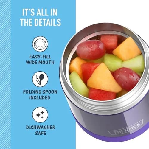 THERMOS Kids Food Jar with Spoon, 10oz (296ml), Purple | Keeps Food Hot or Cold for Hours, BPA-Free, Lightweight thumbnail 4