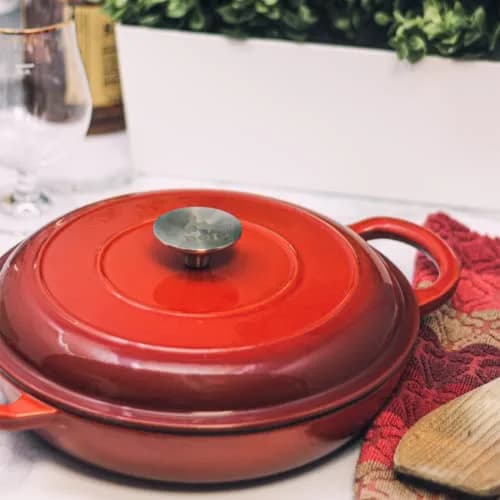 Backcountry Iron Enameled 2.25 Quart Braiser with Lid | 2.25 qt (2.1 L) Desert Ruby Red thumbnail 6
