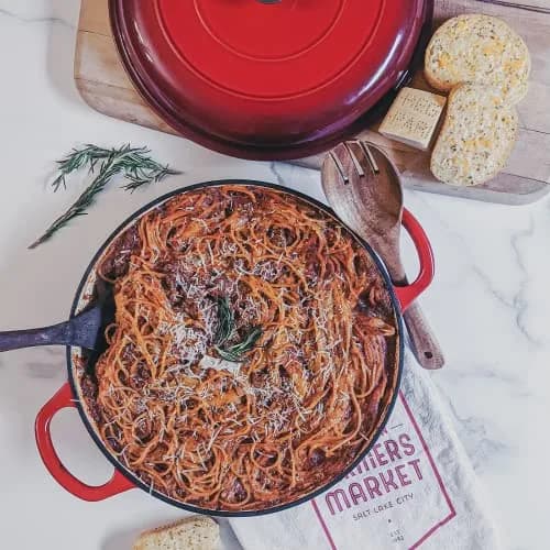 Backcountry Iron Enameled 2.25 Quart Braiser with Lid | 2.25 qt (2.1 L) Desert Ruby Red thumbnail 7