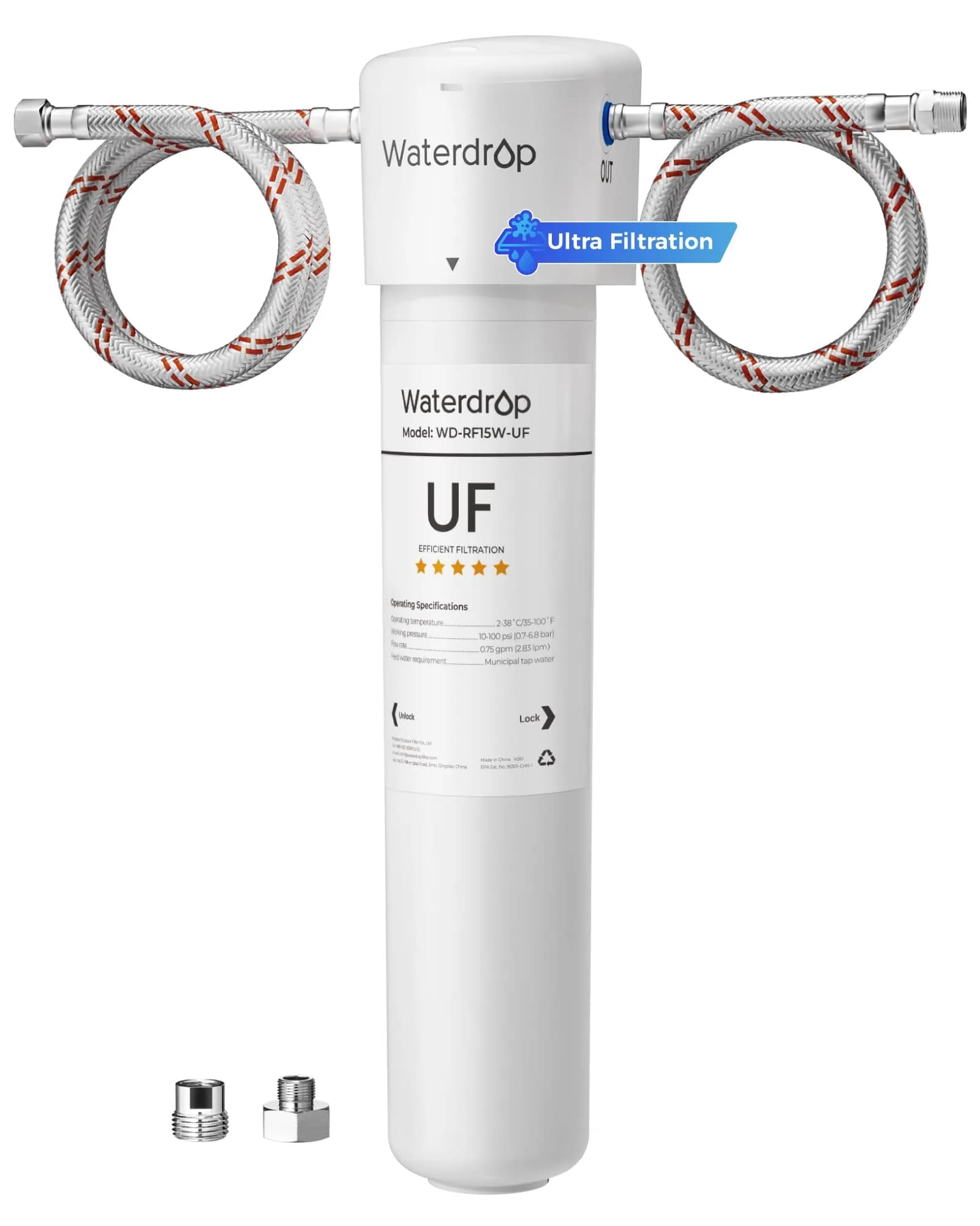 Waterdrop 15UAW-UF Ultra Filtration Under Sink Water Filter System 9.5 L (16000 Gallons) | Reduces Lead, Chlorine, Bad Taste & Odor