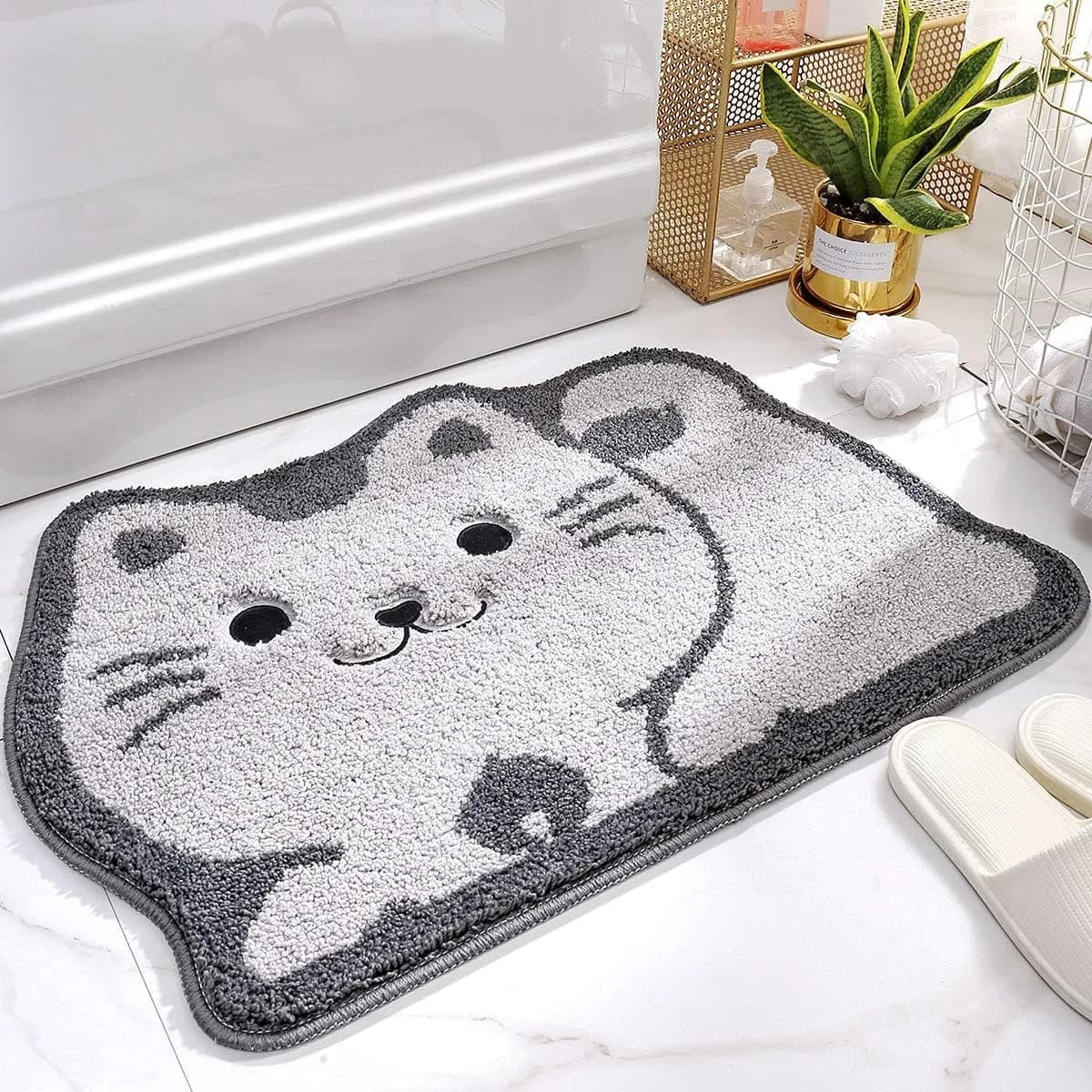 Molesun Cat Bath Mat 19" x 28" | Soft Absorbent Microfiber Rug with Non-Slip TPR Backing — 6.cat