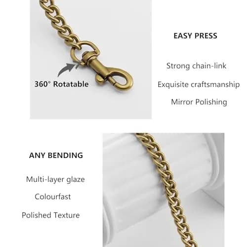 OAikor Iron Flat Antique Gold Bag Chain Extender 60cm (24") | Durable Purse Chain for Handbags thumbnail 4