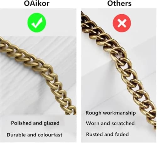 OAikor Iron Flat Antique Gold Bag Chain Extender 60cm (24") | Durable Purse Chain for Handbags thumbnail 3