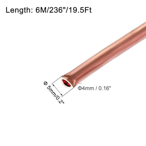 uxcell Refrigeration Tubing 5mm OD x 4mm ID 19.5Ft Copper Pipe for Heat Exchange thumbnail 2