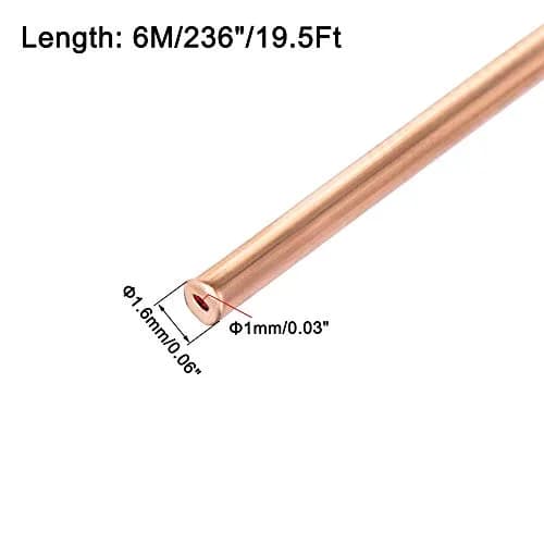 uxcell Refrigeration Tubing 1.6mm OD x 0.6mm ID x 19.5Ft Copper Coil | Heat Exchange Efficiency thumbnail 2