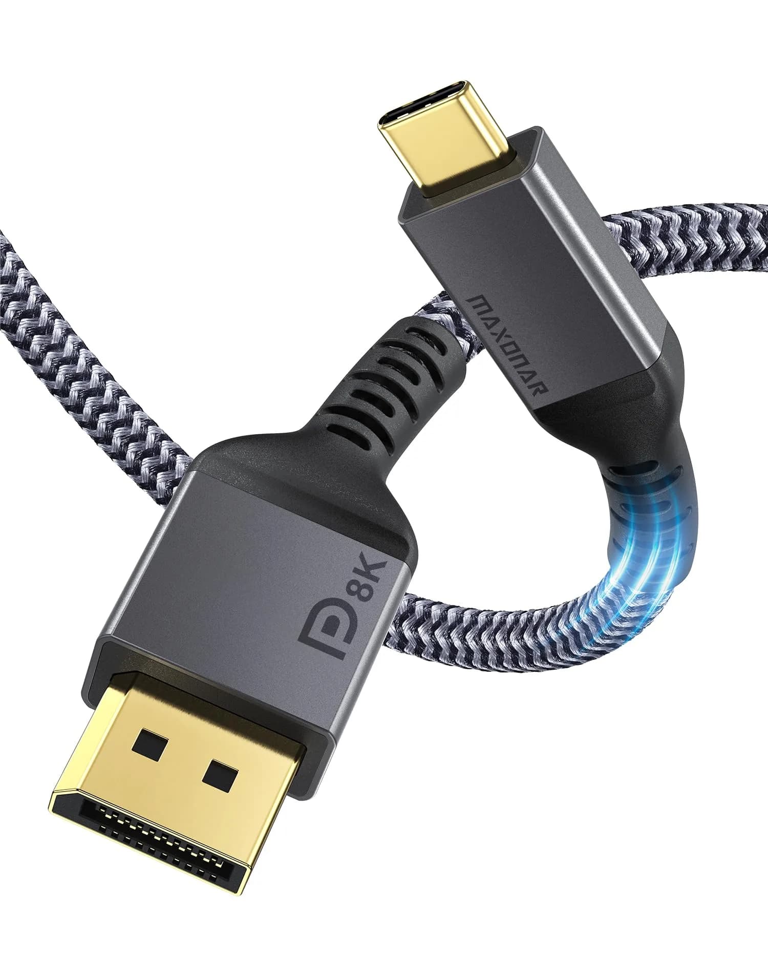 Maxonar VESA Certified USB C to DisplayPort 1.4 Cable 2m (6.6ft) | 8K@60Hz/4K@144Hz — Gray