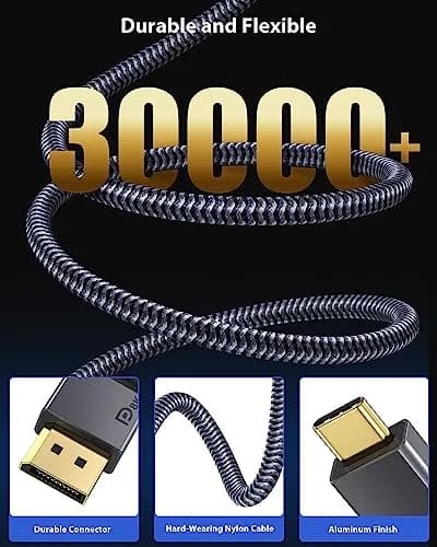 Maxonar USB-C to DisplayPort 1.4 Cable 3m (10ft) | 8K 60Hz 4K 144Hz 32.4Gbps HBR3 Alt Mode Video Adapter thumbnail 4