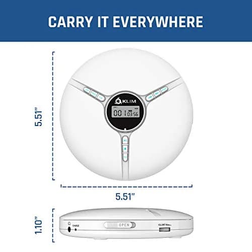 KLIM Discman Portable CD Player with Headphones, Built-in Battery, White | Anti-Skip Protection for Car & Home Use thumbnail 6