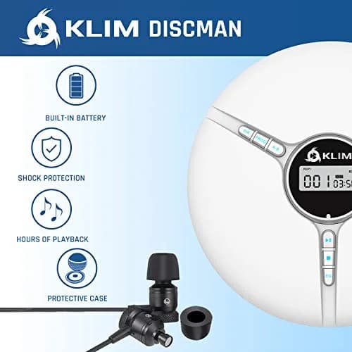 KLIM Discman Portable CD Player with Headphones, Built-in Battery, White | Anti-Skip Protection for Car & Home Use thumbnail 3