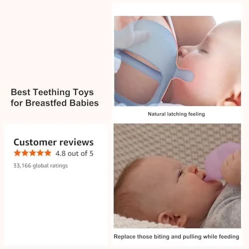 Smily Mia Baby Teething Toys for 0-6Months | Penguin Teether | Hand Teether | Teething Mittens | Light Blue thumbnail 4