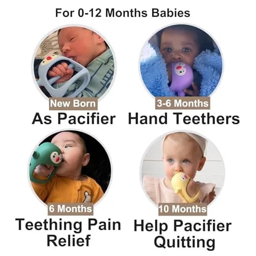 Smily Mia Baby Teething Toys for 0-6Months | Penguin Teether | Hand Teether | Teething Mittens | Light Blue thumbnail 2