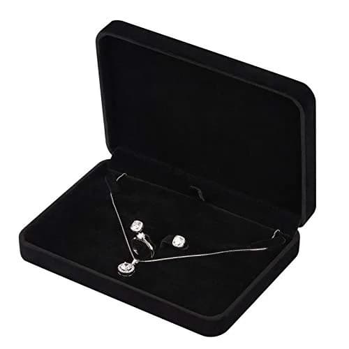 LETURE Large Velvet Jewelry Storage Box, Big Ring Earring Pendant Gift Case (Black) | Elegant Jewelry Organizer for Special Occasions thumbnail 1