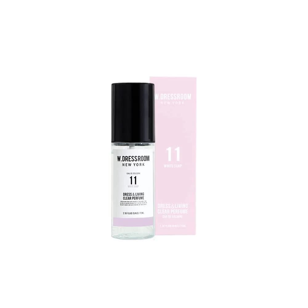 W.Dressroom No.49 Peach Blossom & Living Clear Perfume 70ml | Fresh Scent for Clothes & Rooms — No.11 White Soap / 2.36 Fl Oz
