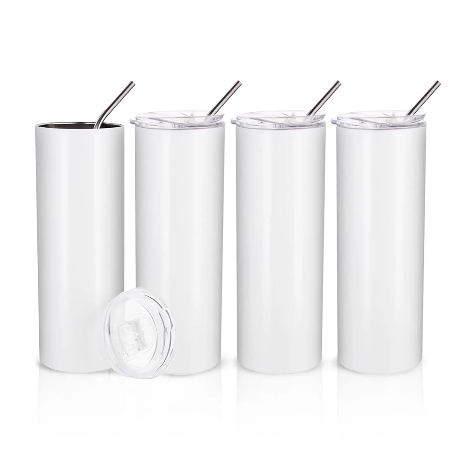 PYD Life 4 Pack Sublimation Blanks Tumblers Straight Skinny 20 OZ | Bright Full Wrap Print Ready - main product image