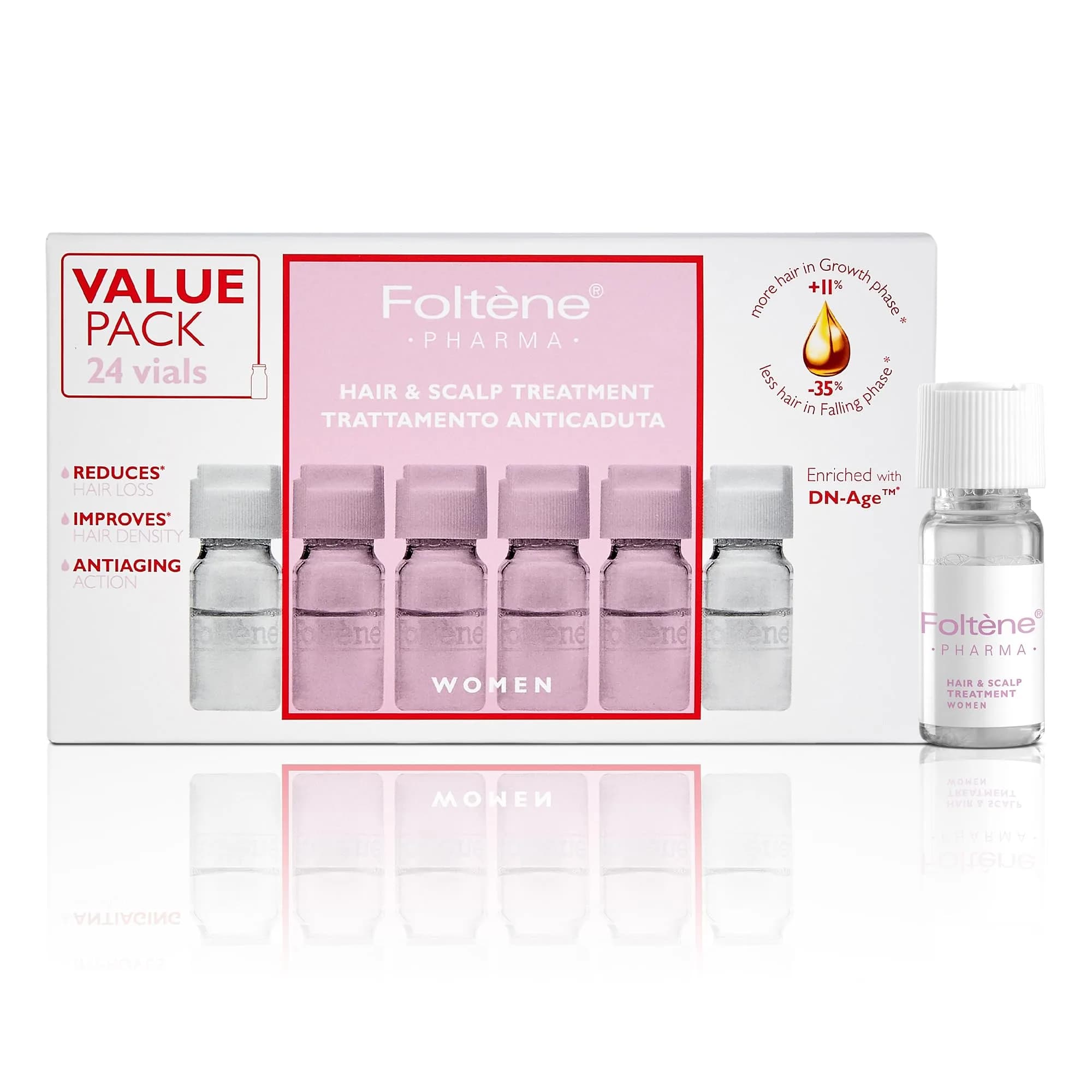 Foltene Hair Regrowth Serum, Tricalgoxyl, Anti-Thinning, 24 Vials | Nourishes & Strengthens Hair from Roots - main product image