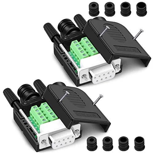 ANMBEST Solderless DB9 Serial to 9-Pin Female Adapter (2-Pack) | Screw Lock Housing Connector thumbnail 1