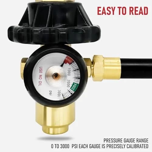 RX WELD Helium Regulator with CGA580 Tank Valve | Durable Brass Fittings, 0-3000 PSI thumbnail 4