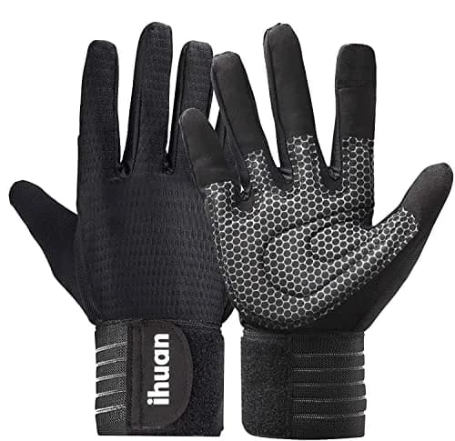 ihuan Full Finger Workout Gloves for Men with Wrist Support, Weight Lifting Gym Gloves XL | Padded Grip & Breathable thumbnail 1