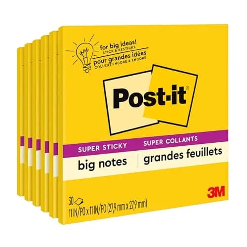 Post-it Super Sticky Big Notes, 11 x 11 Inch, Pack of 6 Pads | Bright Yellow, 30 Sheets/Pad thumbnail 1