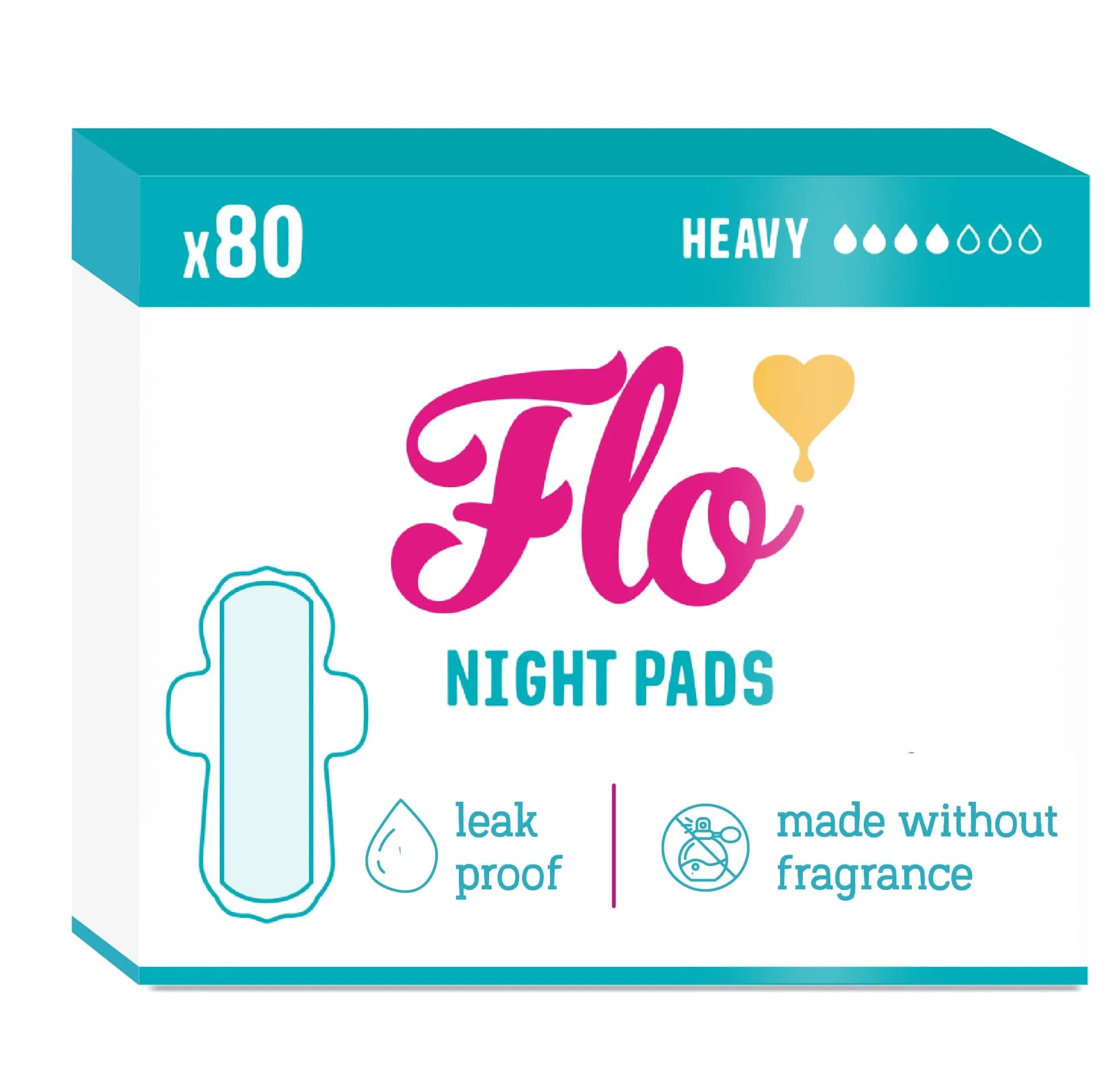 FLO Day Menstrual Pads 88 Count | Organic Bamboo Period Pads with Wings, Ultra-Thin, Regular Flow — Night