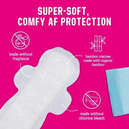 FLO Night Menstrual Pads 80 Count (Pack of 1) | Organic Bamboo Period Pads for Women with Wings thumbnail 2