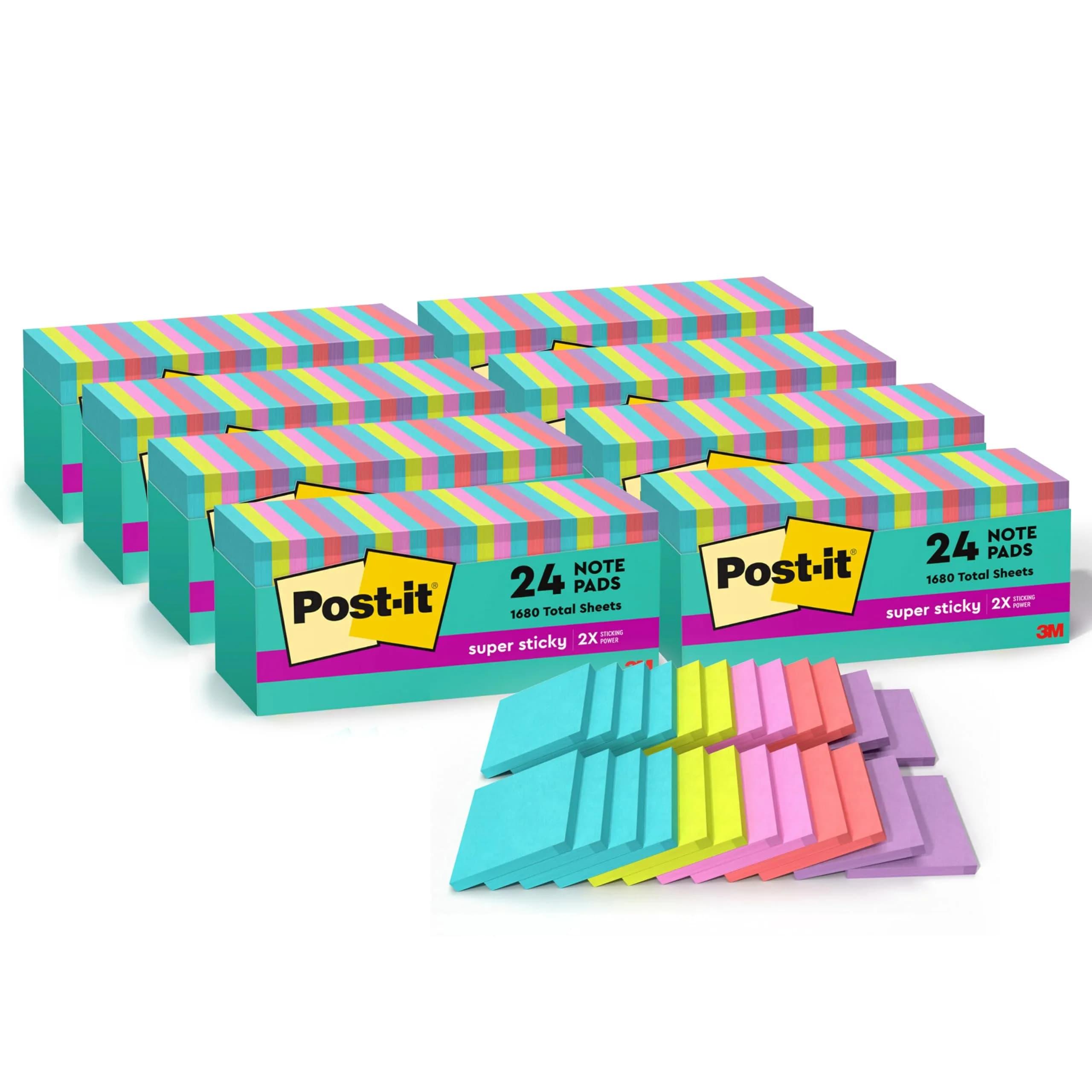 Post-it Super Sticky Notes, 192 Pads | 3 x 3 in, Supernova Neons Collection - main product image
