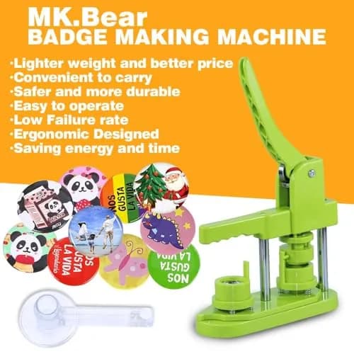 MK.Bear Button Maker Machine 25mm | DIY Gift, Easy Operation, Green thumbnail 8