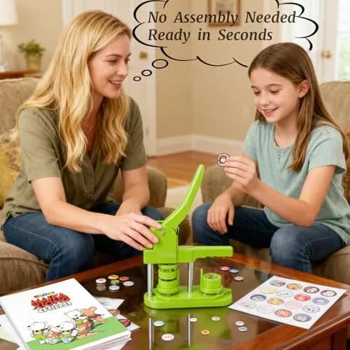 MK.Bear Button Maker Machine 25mm | DIY Gift, Easy Operation, Green thumbnail 2