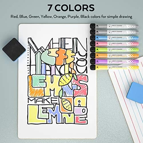 Nicpro 9 x 12 inch Dry Erase Lap Board 2 Pack (22.86 x 30.48 cm) | Ruled & Blank Double-Sided Whiteboard Set with Markers & Erasers thumbnail 7