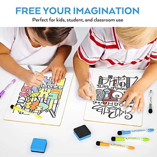 Nicpro 9 x 12 inch Dry Erase Lap Board 2 Pack (22.86 x 30.48 cm) | Ruled & Blank Double-Sided Whiteboard Set with Markers & Erasers thumbnail 8