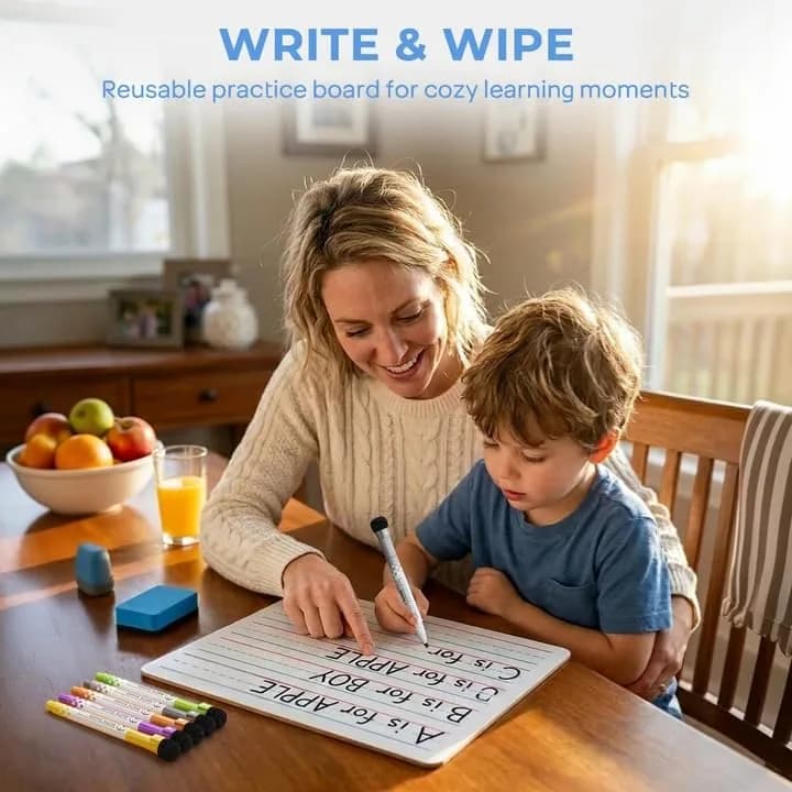 Nicpro 9 x 12 inch Dry Erase Lap Board 2 Pack (22.86 x 30.48 cm) | Ruled & Blank Double-Sided Whiteboard Set with Markers & Erasers thumbnail 10