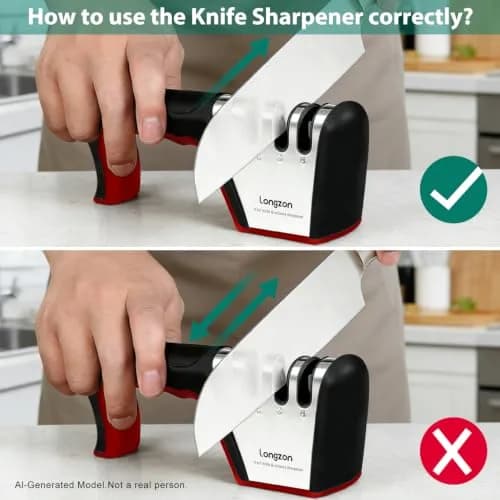 Longzon 4-Stage Knife Sharpener with Cut-Resistant Glove | Restores Dull Blades thumbnail 5