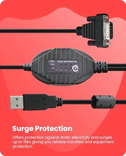 Gearmo 4 Port RS-232 to USB Adapter 1.5m (5ft) | FTDI Chipset, ESD Protection, 4x DB9 Connectors thumbnail 5