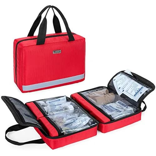 Trunab Small First Aid Kit Bag Empty Portable Emergency Kits Trauma Bag Red | Water-Resistant Nylon Organizer thumbnail 1