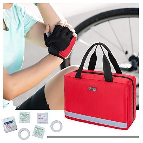 Trunab Small First Aid Kit Bag Empty Portable Emergency Kits Trauma Bag Red | Water-Resistant Nylon Organizer thumbnail 7