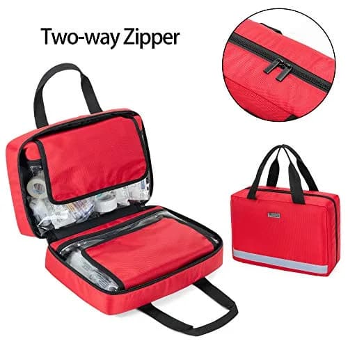 Trunab Small First Aid Kit Bag Empty Portable Emergency Kits Trauma Bag Red | Water-Resistant Nylon Organizer thumbnail 3