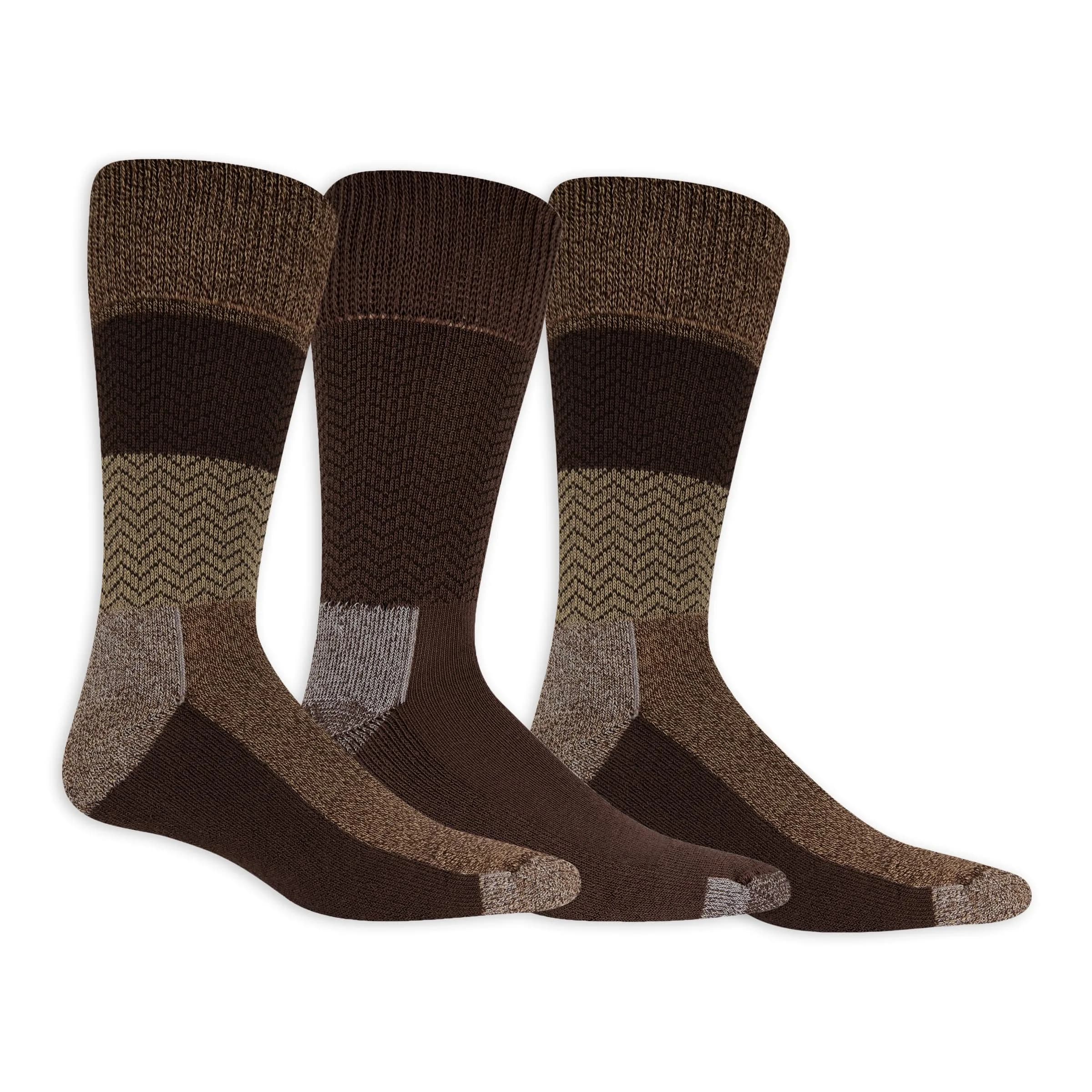 Dr. Scholl's Men's Advanced Relief Casual Crew Socks 2 Pairs | Blister Guard® Support & Comfort — Brown Chevron - Crew (3 Pairs) / 7-12