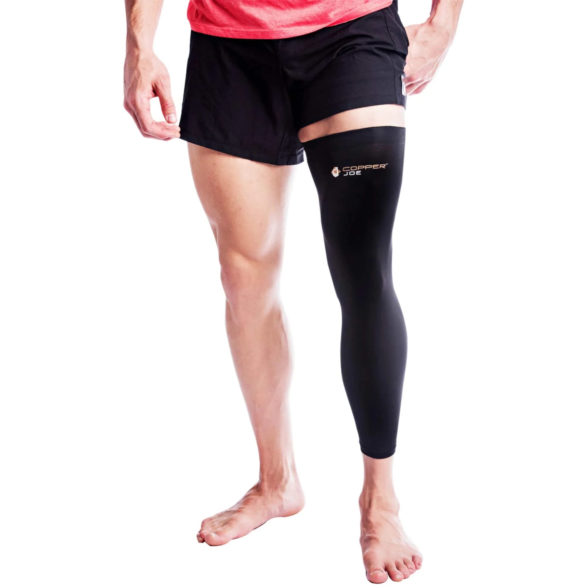 Copper Joe Full Leg Compression Sleeve 2X-Large (Black) | Copper-Infused Support for Pain Relief - main product image