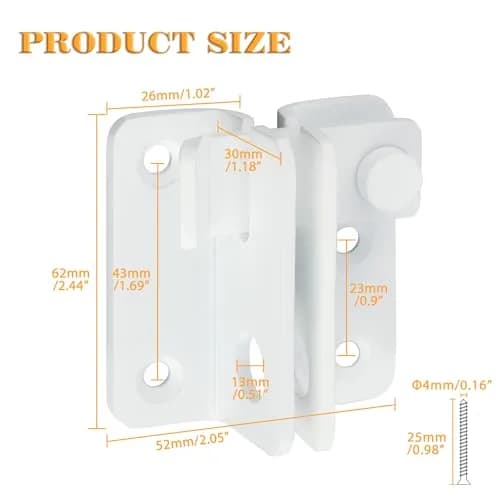 Alise Flip Latch Gate Latches Slide Bolt Lock for Barn & Garden | Stainless Steel White thumbnail 2