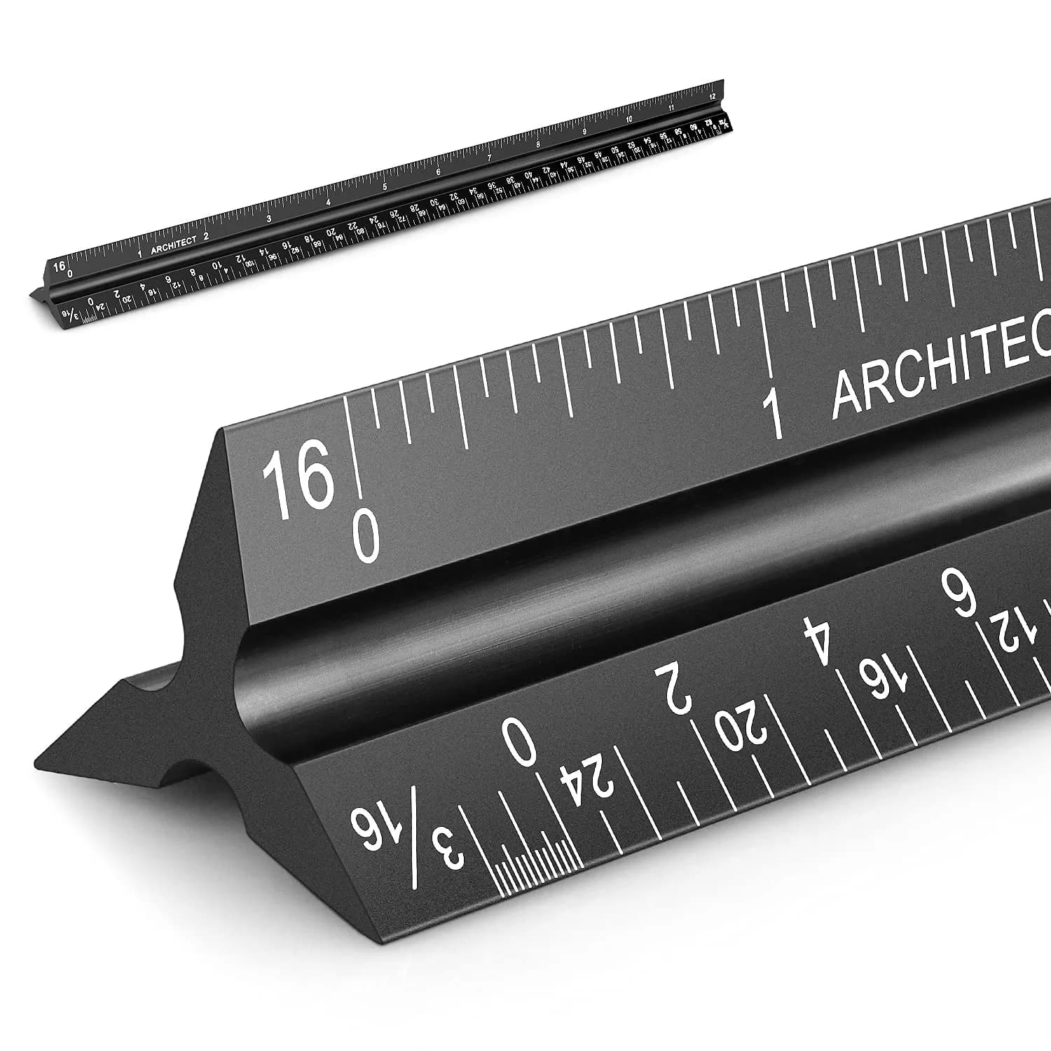 Hutou 12" Architectural Scale Ruler Aluminum Black | Precision Drafting Tool